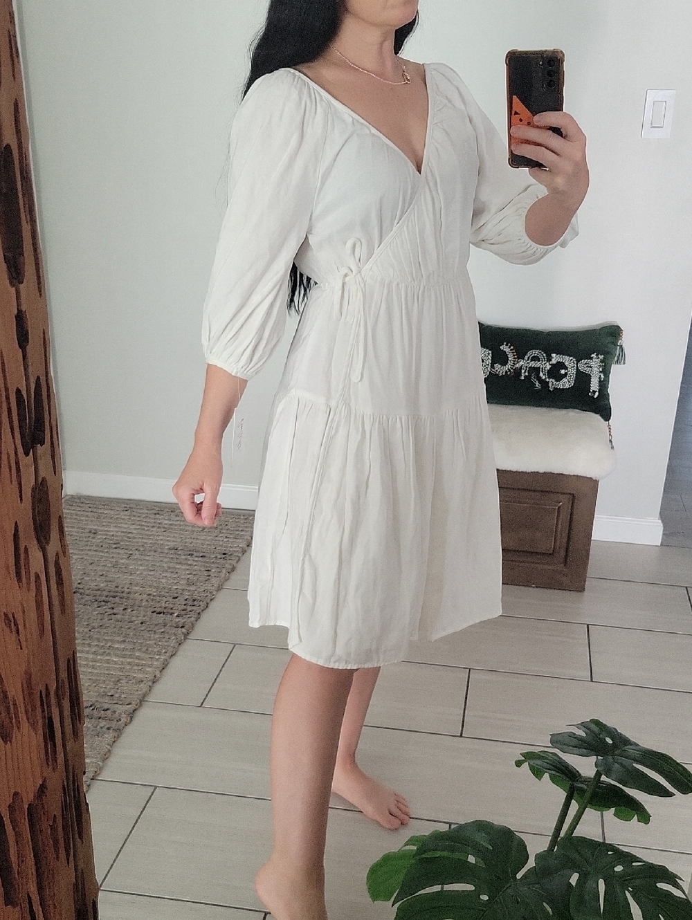 T.J.Maxx White Wrap Tiered Midi Dress